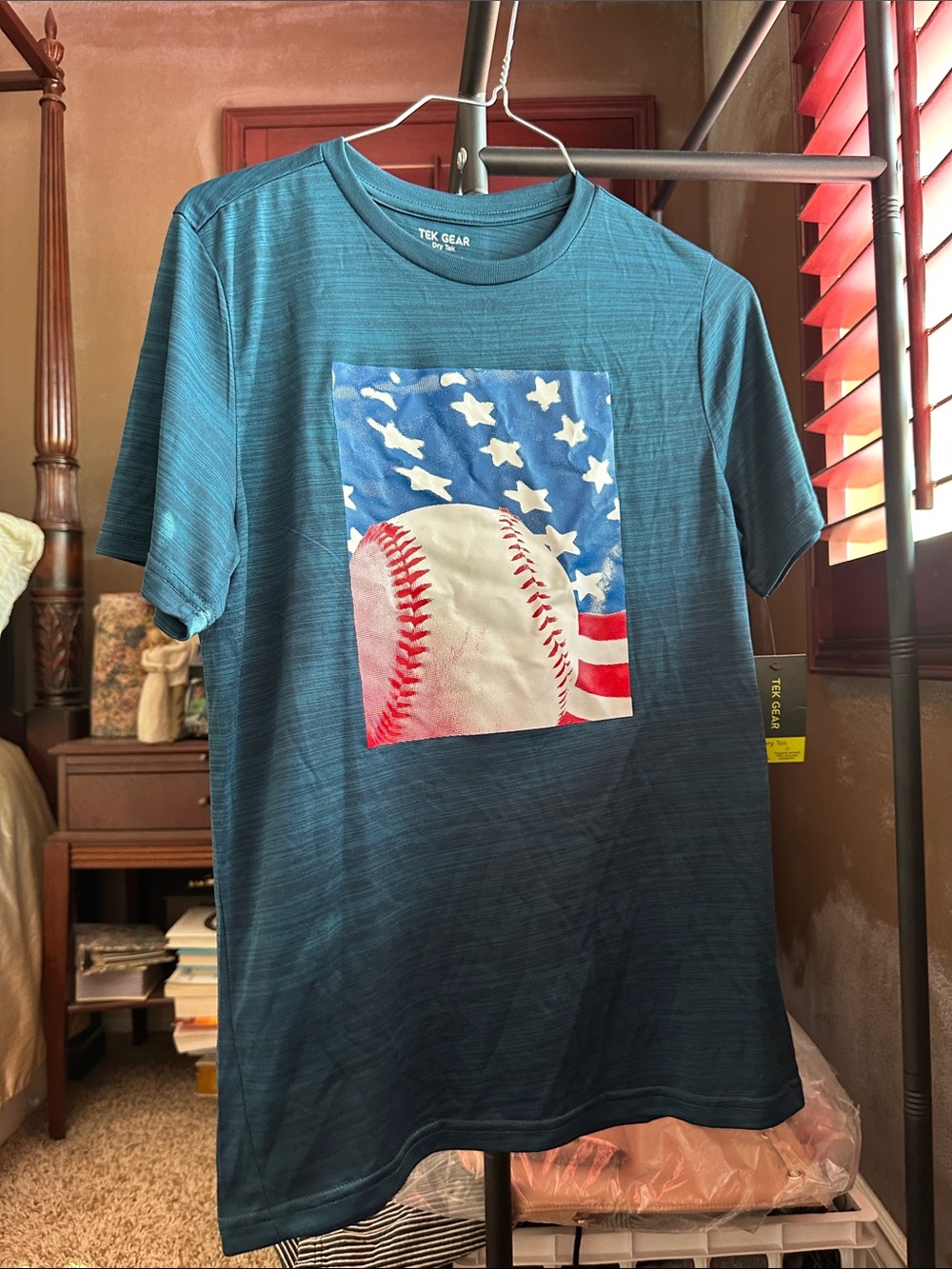 tek gear teal short-sleeve baseball graphic tee